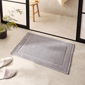 Yıkanabilir Pamuklu Gri Renk Banyo Paspası 60 X 90 Cm