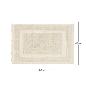 Yıkanabilir Pamuklu Ekru Renk Banyo Paspası 40 X 60 Cm