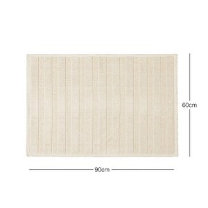 Yıkanabilir Pamuklu Ekru Renk Çizgi Desen Banyo Paspası 60 X 90 Cm