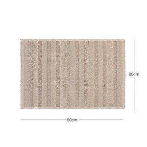 Ocean Home Textile Yıkanabilir Pamuklu Bej Renk Çizgi Desen Banyo Paspası 60 X 90 Cm