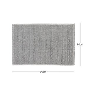 Yıkanabilir Pamuklu Gri Renk Çizgi Desen Banyo Paspası 60 X 90 Cm