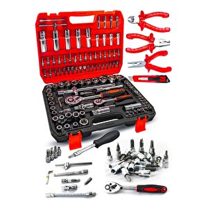 Profesyonel 112 Parça Çok Fonksiyonlu 1/2 Ve 1/4 Cırcırlı Lokma Anahtar Takımı Bits Uç Penseli Set