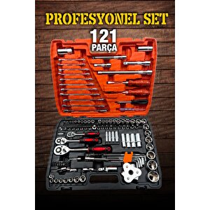 Tam Profesiyonel Germany  Eğik Cırcır 121 Parça Lokma Takımı Oto Tamirci Tam Set 1/2-3/8-1/4