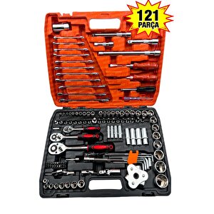 Tam Profesiyonel Germany  Eğik Cırcır 121 Parça Lokma Takımı Oto Tamirci Tam Set 1/2-3/8-1/4