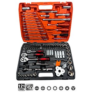 Tam Profesiyonel Germany  Eğik Cırcır 121 Parça Lokma Takımı Oto Tamirci Tam Set 1/2-3/8-1/4
