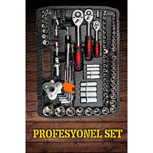 Tam Profesiyonel Germany  Eğik Cırcır 121 Parça Lokma Takımı Oto Tamirci Tam Set 1/2-3/8-1/4