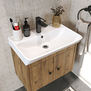 Roomart Lavabolu Mat Suntalam 60 Cm Banyo Dolabı + Aynalı Üst Dolabı