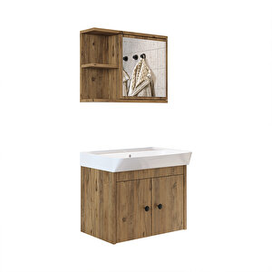 Roomart Lavabolu Mat Suntalam 60 Cm Banyo Dolabı + Aynalı Üst Dolabı
