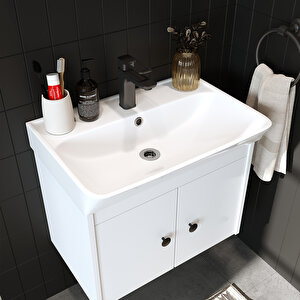 Roomart Lavabolu Mat Suntalam 60 Cm Banyo Dolabı + Aynalı Üst Dolabı