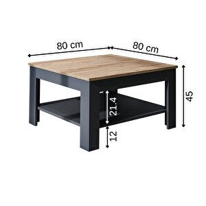 Helsinki Orta Sehpa Suntalam 80 Cm Atlantik Çam Antrasit