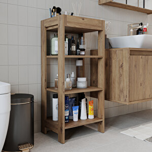 Moka Suntalam Banyo Rafı Malzeme Dolabı 4 Raflı Çok Amaçlı Dolap Raf 90 Cm Atlantik Çam