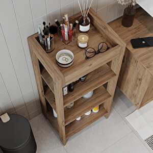 Roomart Moka Suntalam Banyo Rafı Malzeme Dolabı 4 Raflı Çok Amaçlı Dolap Raf 90 Cm