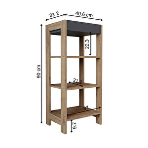 Moka Suntalam Banyo Rafı Malzeme Dolabı 4 Raflı Çok Amaçlı Dolap Raf 90 Cm Atlantik Çam Antrasit