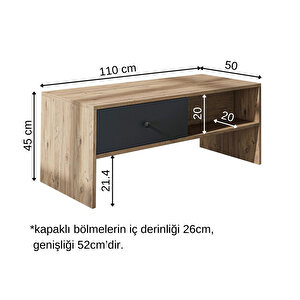 Plato Orta Sehpa Suntalam 110 Cm Atlantik Çam Antrasit