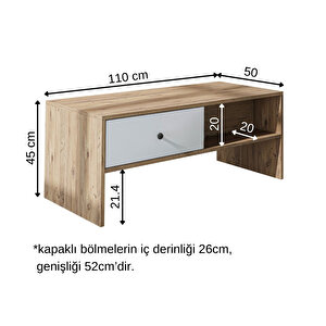 Plato Orta Sehpa Suntalam 110 Cm Atlantik Çam - Beyaz