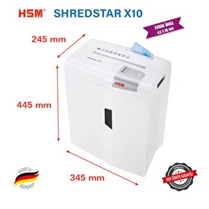 Hsm Shredstar X10 Evrak İmha Makinesi / Kağıt Kırpma Makinesi - Cd İmha Makinesi - Çapraz / Konfeti Kesim-4,5x30 Mm - 20lt