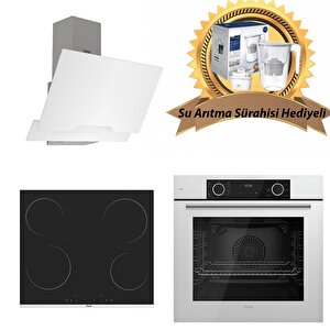 Fryart Elektrikli Beyaz Cam Ankastre Set D064 - Ms261 Vitroseramik - Xe63cb (su Arıtma Sürahisi Hediyeli)