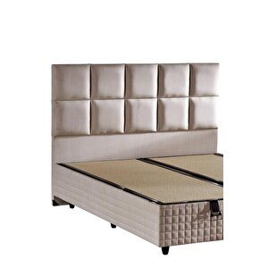 Star Baza Ve Başlık Seti 160x200 Cm Çift Kişilik Krem Keten Kumaşlı Lüks Baza Ve Başlık Takımı 160x200 cm