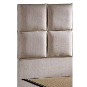 Star Baza Ve Başlık Seti 180x200 Cm Çift Kişilik Krem Keten Kumaşlı Lüks Baza Ve Başlık Takımı