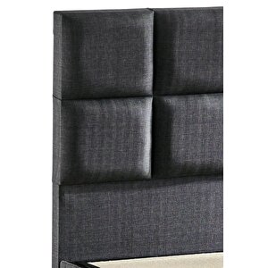 Star Baza Ve Başlık Seti 150x200 Cm Çift Kişilik Antrasit Keten Kumaşlı Lüks Baza Ve Başlık Takımı