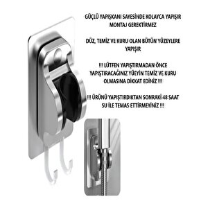 Duş Mafsalı Yapışkanlı Askılı Lif Havlu Asma Duş Başlığı Tutacağı Banyo Duşakabin