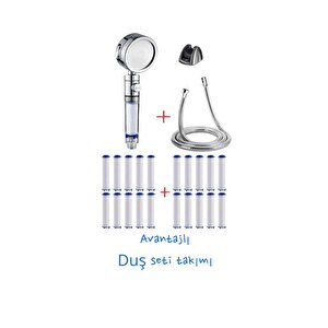 Avantajlı Paket Duş Seti (20 Adet Filtre,mafsal,çelik Örgülü Duş Hortumu Ve Kireç Önleyici Duş Başlığı )