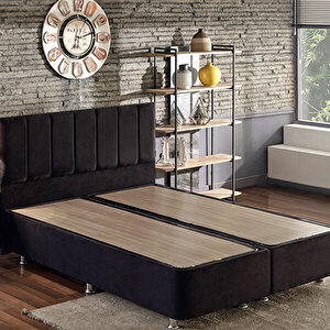 Ela Baza Ve Başlık Seti 160x200 Cm Çift Kişilik Siyah Kumaş Baza Ve Başlığı Silinebilir Soho Kumaş