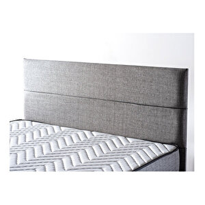 Silver Baza Ve Başlık Seti 160x200 Cm Çift Kişilik Kaydırmaz Kumaşlı Gri Keten Baza Ve Başlığı