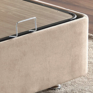 Polo Baza Ve Başlık Seti - 90x190 Cm Tek Kişilik Sütlü Kahve Kumaş Baza Ve Başlığı Soho Kumaş