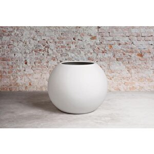Fiber Saksı  Beyaz Küre Yuvarlak Top Vazo Dekoratif Saksı Fiberglas 30*30cm