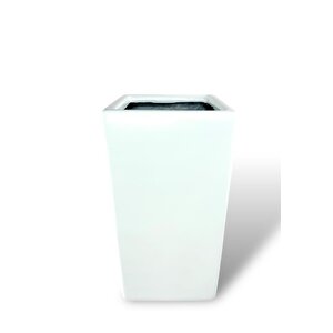 Fiber Saksı Beyaz Dik Dörtgen Vazo Dekoratif Saksı Fiberglas 25*25*50cm