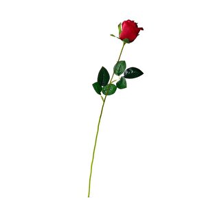 Yapay Çiçek Kırmızı Gül 12 Adet Tek Dal 50cm