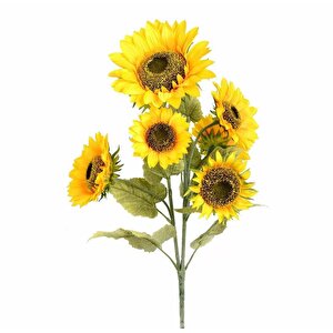 Yapay Çiçek Ayçiçeği Sarı Sunflower Dekoratif Çiçek 105cm Dev Ay Çiçeği 5 Kafalı