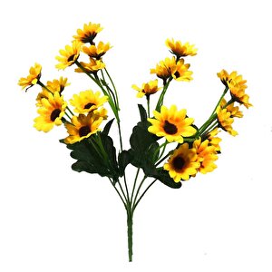 Sarı Papatya Yapay Çiçek 30 Cm 6 Dal 24 Kafa