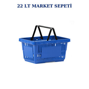 2 Adet 22 Litre Market Sepeti, Alışveriş Sepeti, Saplı Market Sepeti