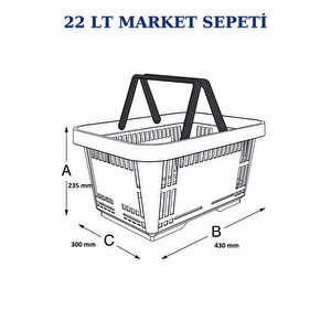 2 Adet 22 Litre Market Sepeti, Alışveriş Sepeti, Saplı Market Sepeti