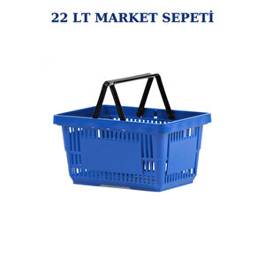 2 Adet 22 Litre Market Sepeti, Alışveriş Sepeti, Saplı Market Sepeti