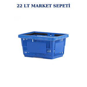 2 Adet 22 Litre Market Sepeti, Alışveriş Sepeti, Saplı Market Sepeti