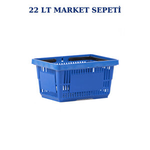 2 Adet 22 Litre Market Sepeti, Alışveriş Sepeti, Saplı Market Sepeti