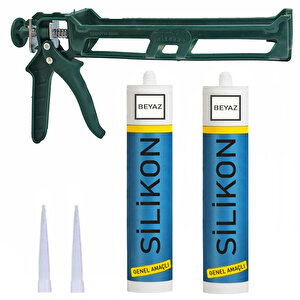 Silikon Seti _ 2 Adet Beyaz Silikon + Silikon Tabancası