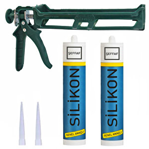 Silikon Seti _ 2 Adet Şeffaf Silikon + Silikon Tabancası