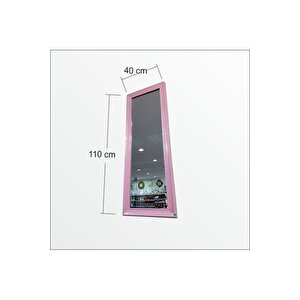 110cm Pudra Pembe Çerçeveli Salon Antre Banyo Duvar Boy Aynası