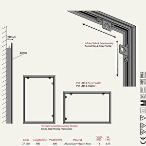 Arka Aydınlatmalı Led Işıklı Ayna 60x90cm