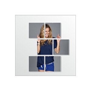 Geometrik Parçalı Kare Cam Boy Banyo Duvar Lavabo Aynası 50x65cm