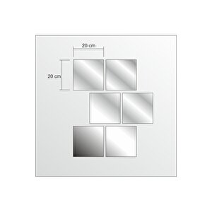 Geometrik Parçalı Kare Cam Boy Banyo Duvar Lavabo Aynası 50x65cm