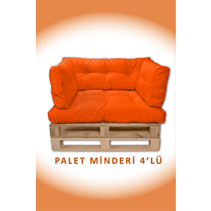 İç Ve Dış Mekan Palet Minderi, Balkon Minderi, Oturma Ve Yer Minderi 4 Lü Turuncu