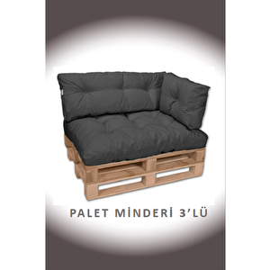 İç Ve Dış Mekan Palet Minderi, Balkon Minderi, Oturma Ve Yer Minderi 3 Lü Gri