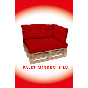 İç Ve Dış Mekan Palet Minderi, Balkon Minderi, Oturma Ve Yer Minderi 3 Lü Kırmızı