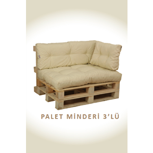 İç Ve Dış Mekan Palet Minderi, Balkon Minderi, Oturma Ve Yer Minderi 3 Lü Krem