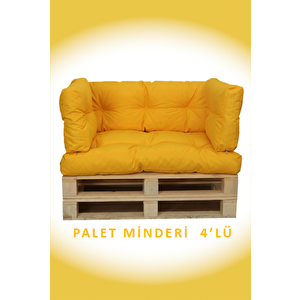 İç Ve Dış Mekan Palet Minderi, Balkon Minderi, Oturma Ve Yer Minderi 4 Lü Sarı